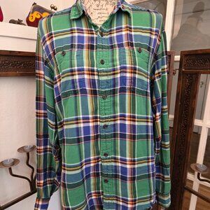 GAP Plaid 100% Cotton Button-Down Shirt, Sz M